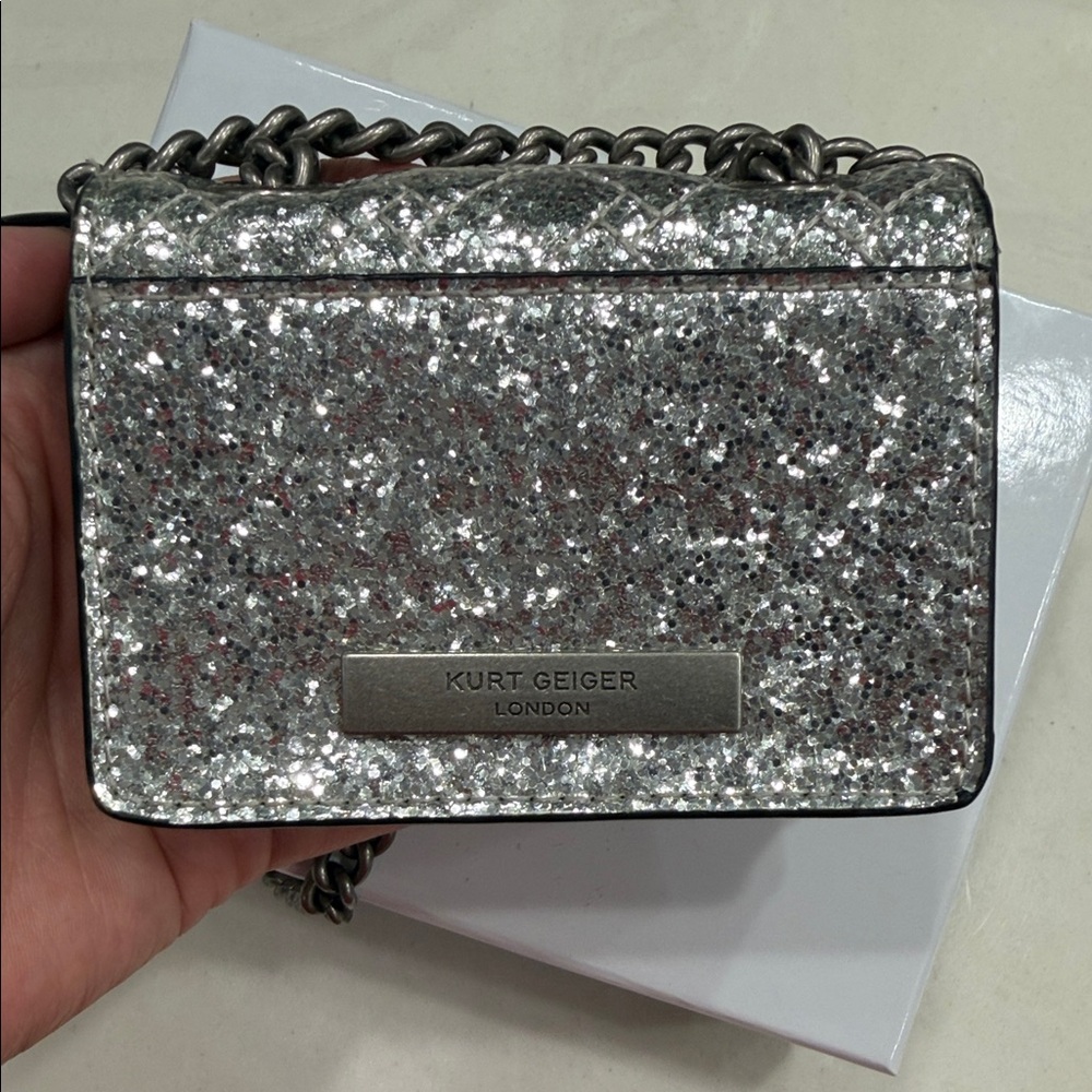 Kurt Geiger Silver Glitter Clutch - Picture 5 of 5